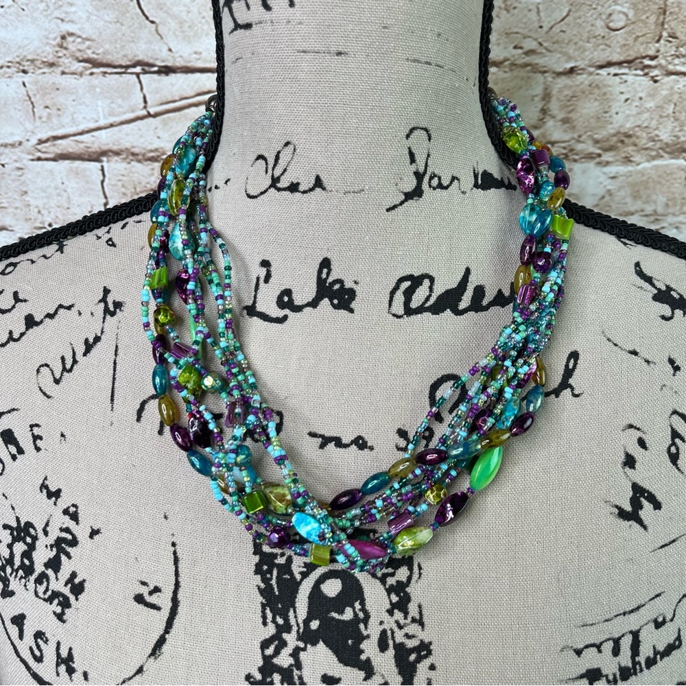 Vintage JJ Twist Bead Multicolor Necklace